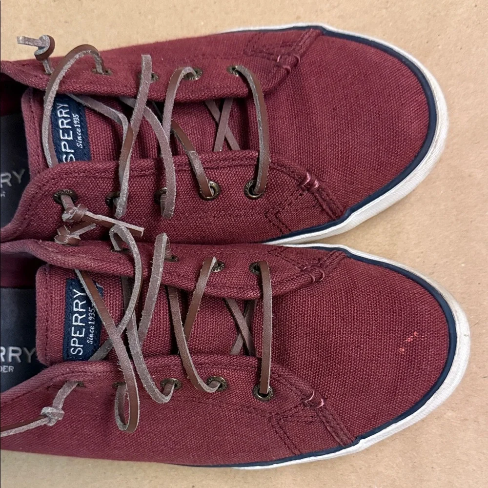 SPERRY Burgundy Canvas Sneakers - Women’s Comfy Slip-On Shoes - US Size 11 - Picture 6 of 13